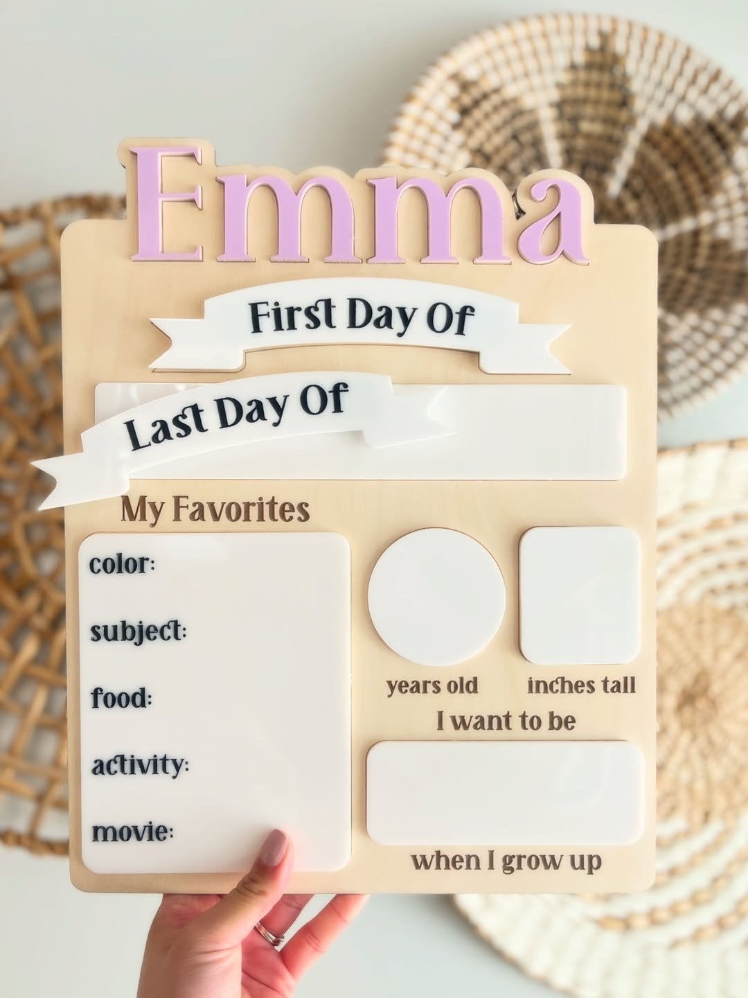 Aveni Designs My Favorites Board personalized for Emma